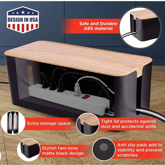 Kenberrys Cable Management Box Set - Large & Medium Woodgrain & Black Style - Picture 10 of 16